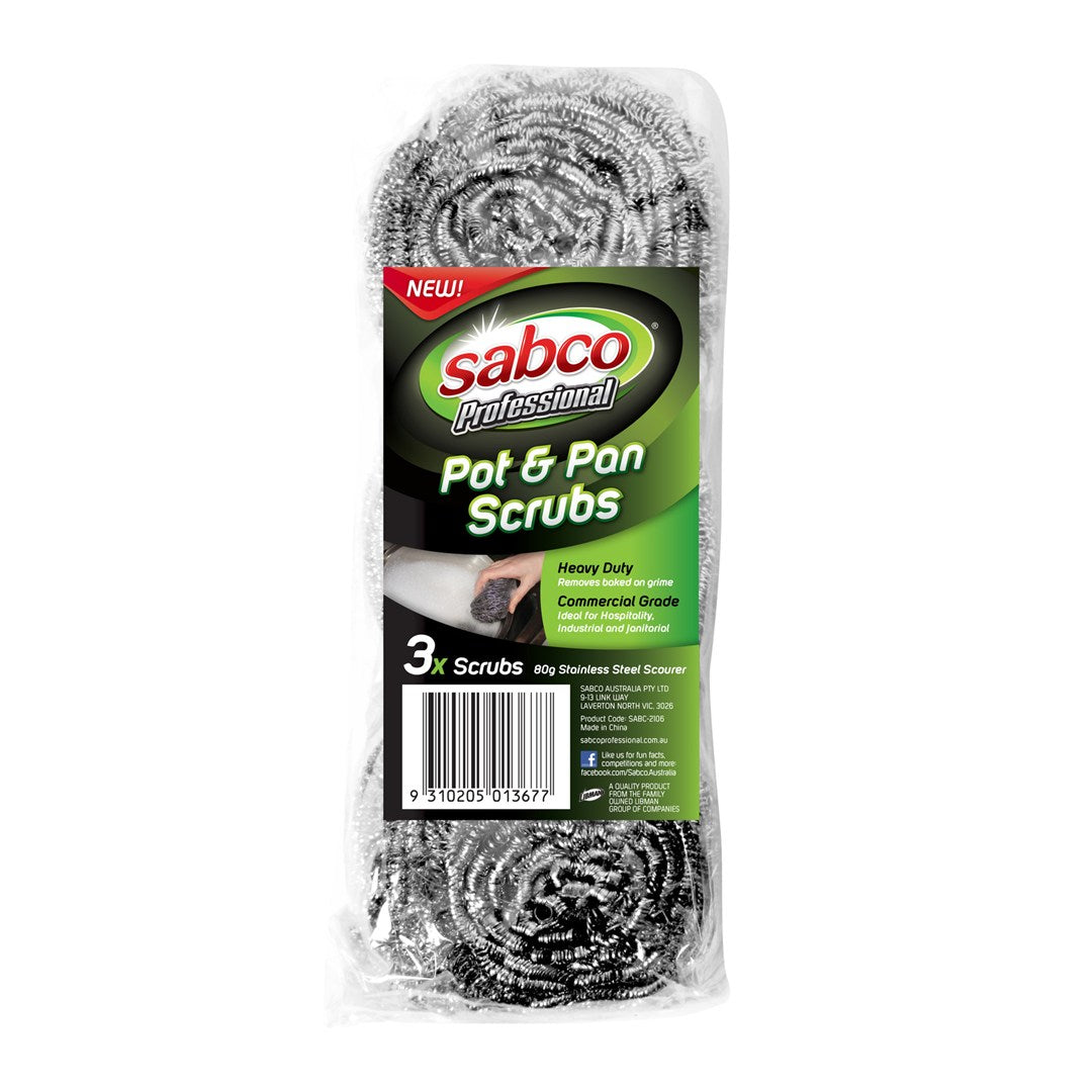 Sabco Pot & Pan Scrub Pk/3 80g Capacity