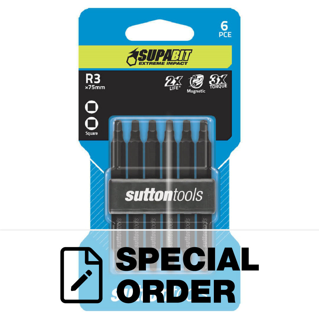 SUTTON SCREWDRIVER BIT SUPABIT DBLE ENDED SQUARE R3 6PCS 75MM