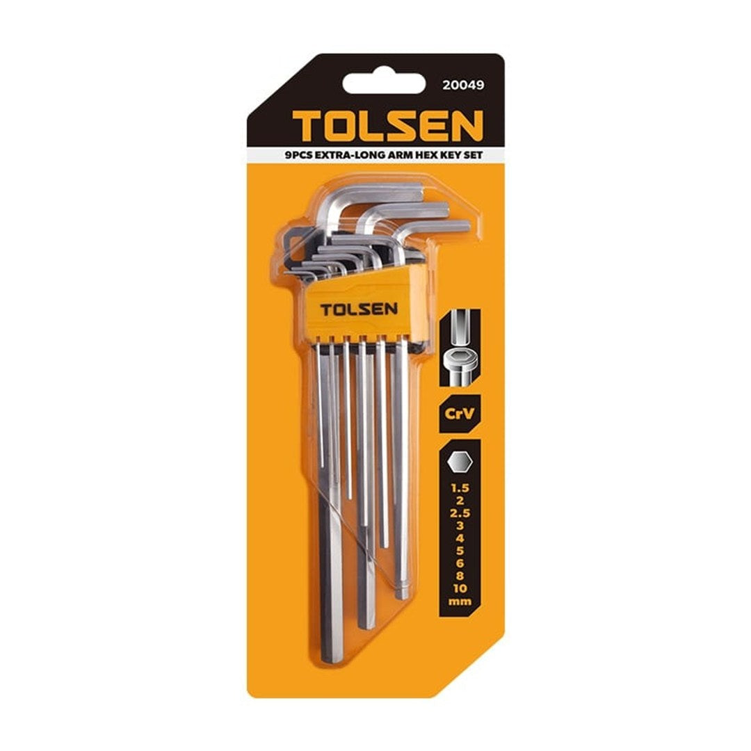 Tolsen Long Arm Hex Key Set Metric Pk/9