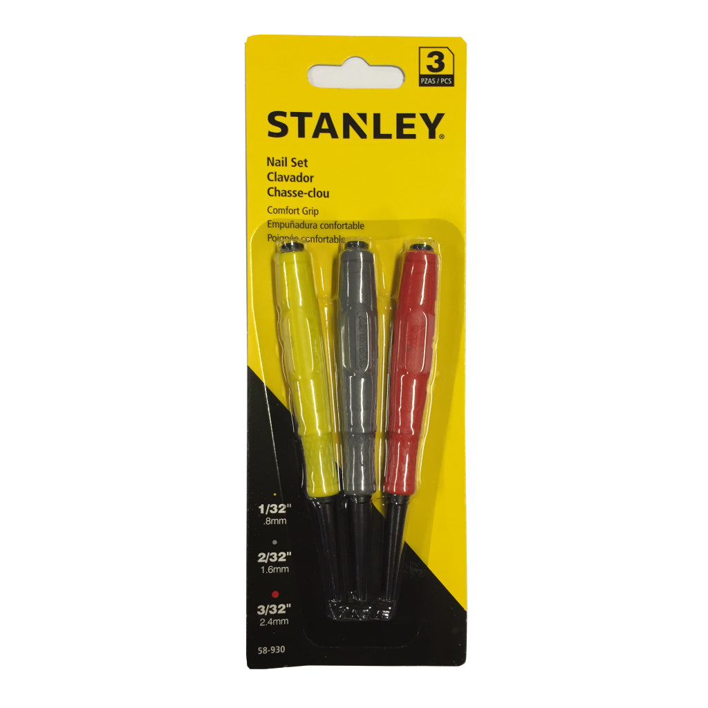 Stanley Nail Punch Cushion Grip 3 Pce Set