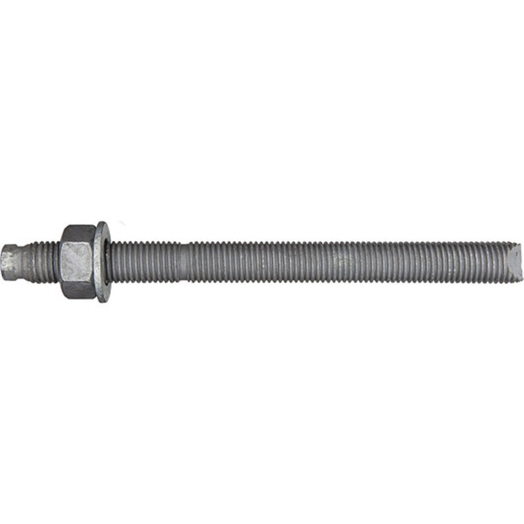 Threaded Adhesive Stud Chisel Point Hex Head With Nut & Washer Galv