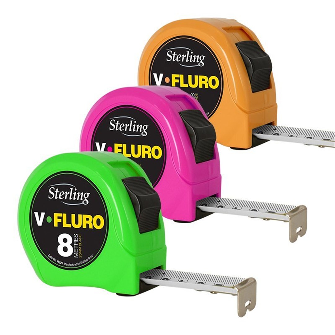 8mx25mm V-Force Fluro Measuring Tape