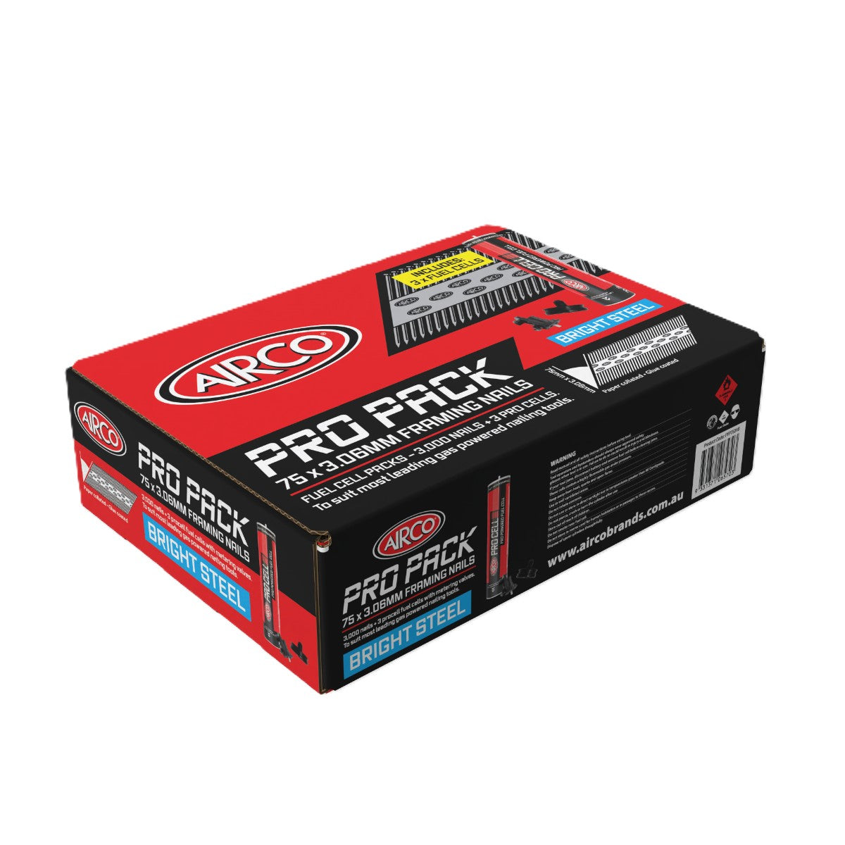 Airco 34° Paper Collated Framing Nails & Gas Cells - Bright Steel