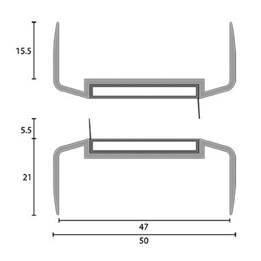 Kilargo Bullnose Fire & Smoke Door Meeting Stile Seal Set - Clear Anodised - 47mm Double Action Fire Doors