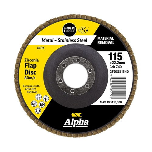 Alpha Silver Zirconia Flap Disc For Stainless/Inox