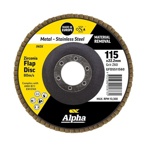 Alpha Silver Zirconia Flap Disc For Stainless/Inox