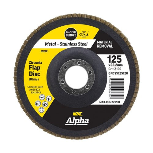 Alpha Silver Zirconia Flap Disc For Stainless/Inox