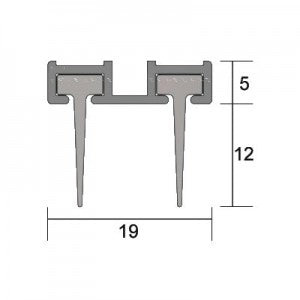 Kilargo Dual-Fin Silicone Sweep Door Seal - Clear Anodised - 8-12mm Gap
