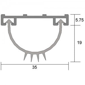 Kilargo Finned Silicone Door Seal - Clear Anodised