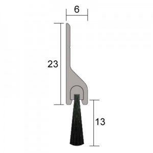 Kilargo Nylon Brush Seal With Aluminium Carrier - 13mm Brush