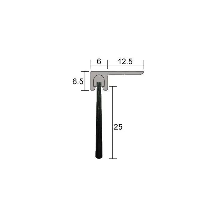 Kilargo Horizontal Nylon Brush Seal - 90° Angle Aluminium Carrier - Clear Anodised