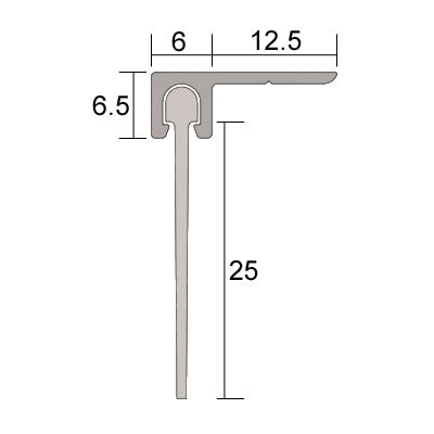 Kilargo Horizontal Silicone Sweep Seal - 90° Angle Aluminium Carrier - Clear Anodised