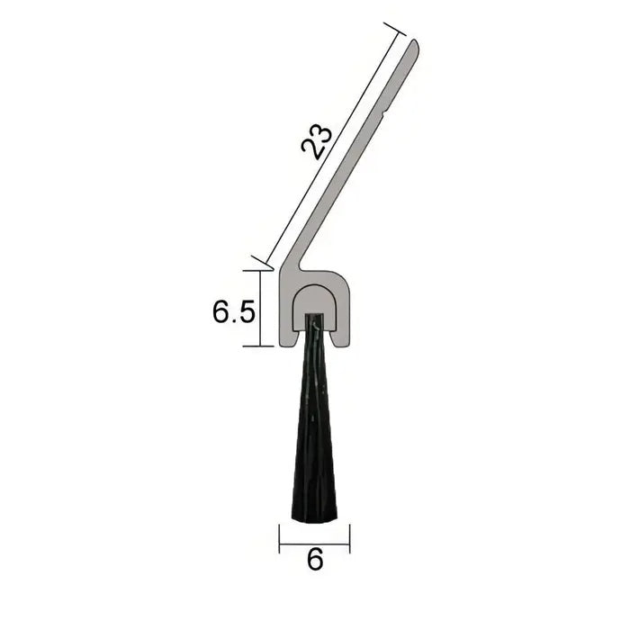 Kilargo Angled Nylon Brush Seal - 45° Aluminium Carrier - Clear Anodised