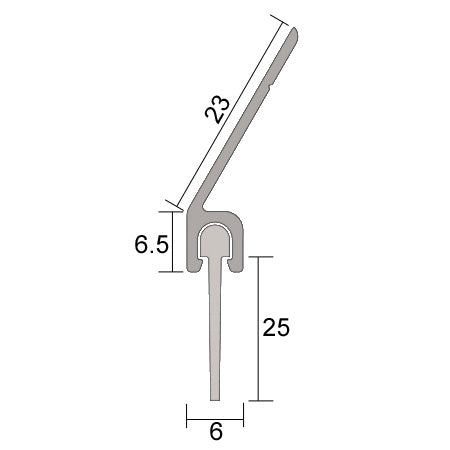 Kilargo Angled Silicone Sweep Seal - 45° Aluminium Carrier - Clear Anodised