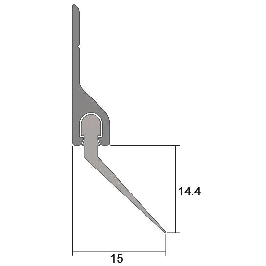 Kilargo Angled Silicone Sweep Seal - Clear Anodised - 14.4mm