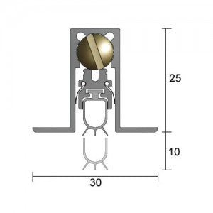 Kilargo Slim-Line Concealed Automatic Door Bottom Seal - Mortised - 3-10mm Gap - Clear Anodised