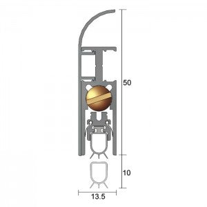 Kilargo Medium Duty Automatic Door Bottom Seal - Face-Fixed With Curved Cover - 3-10mm Gap - Clear Anodised