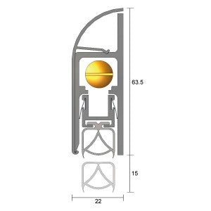 Kilargo Heavy Duty Automatic Door Bottom Seal - Face-Fixed - Clean Room - 3-15mm Gap - Clear Anodised