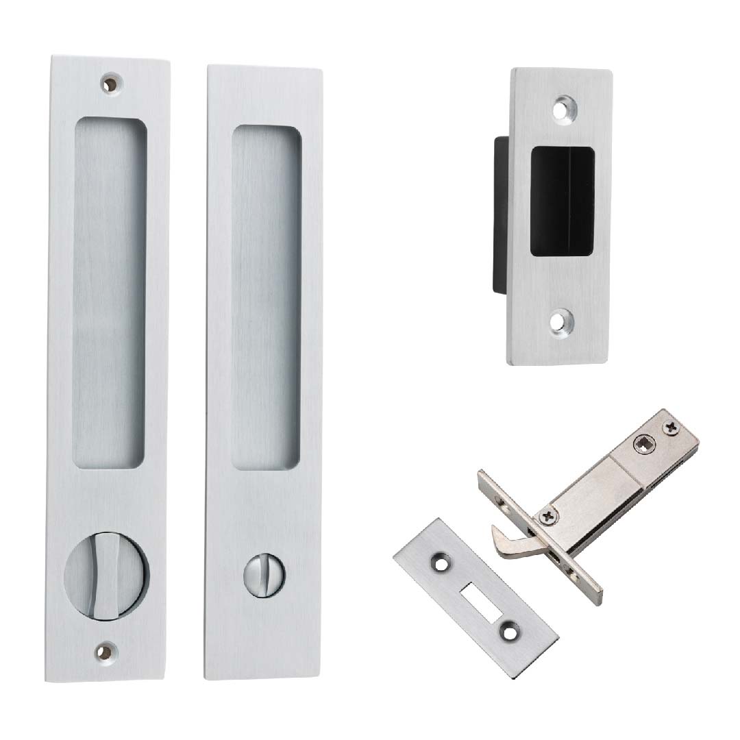 Iver Sliding Door Flush Pull Rect Privacy Set 225 X 45mm