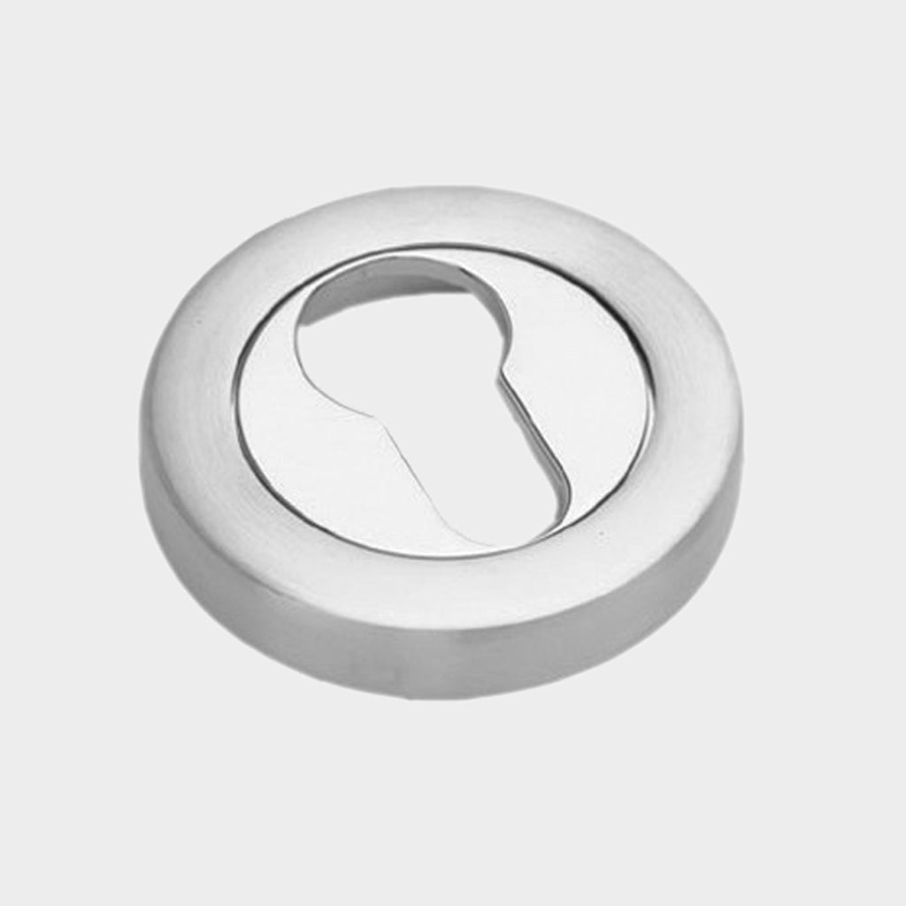 ESCUTCHEON ROUND WITH EURO CYLINDER HOLE SATIN STAINLESS STEEL 7000 SERIES
