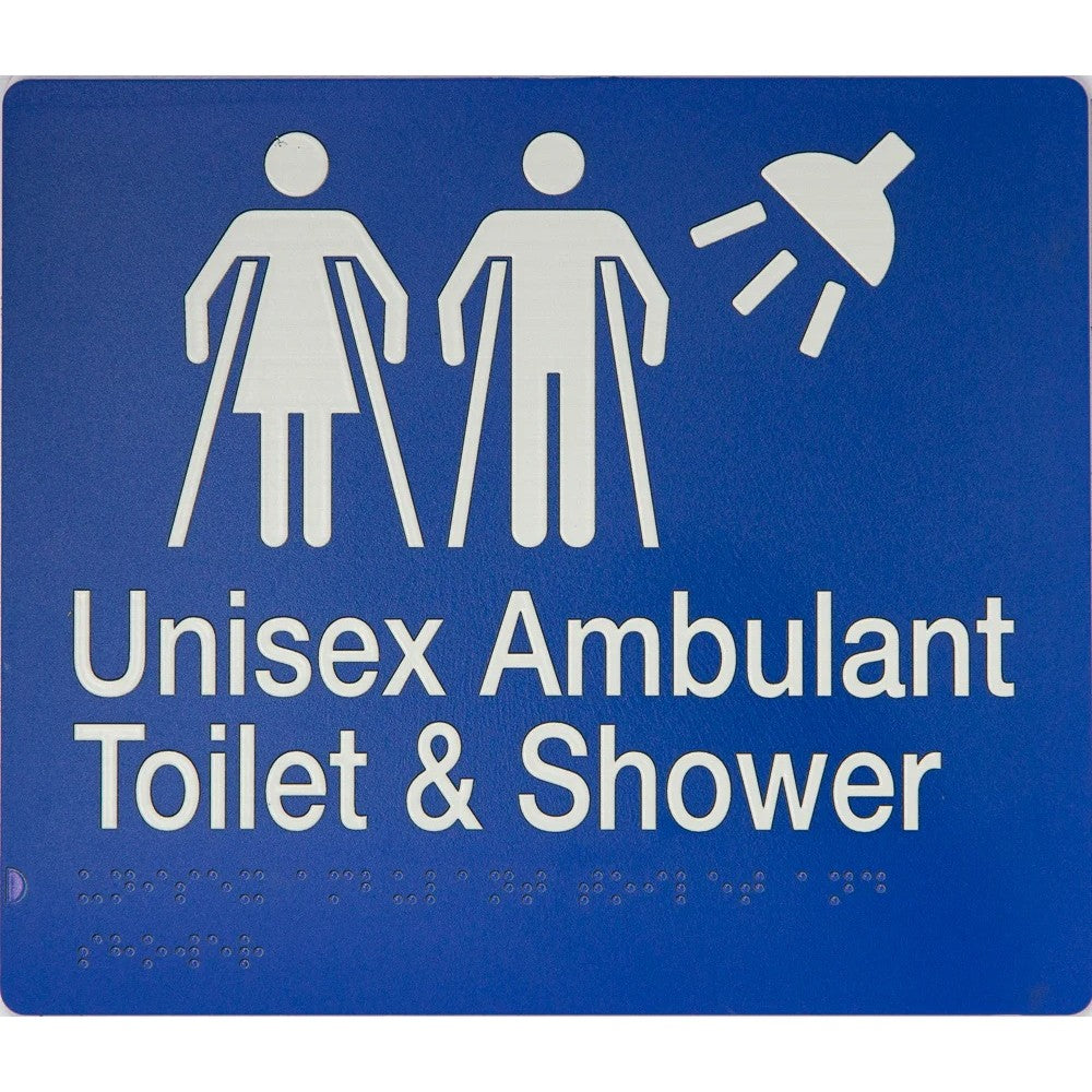 Braille Ambulant Unisex Toilet And Shower Sign