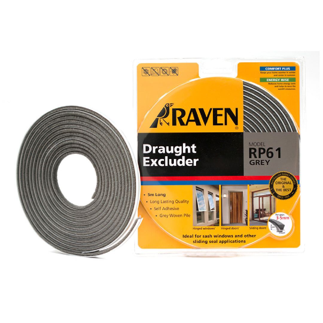 Raven Rp61 Door & Window Draught Seal Excluder Tape Grey 5.0m