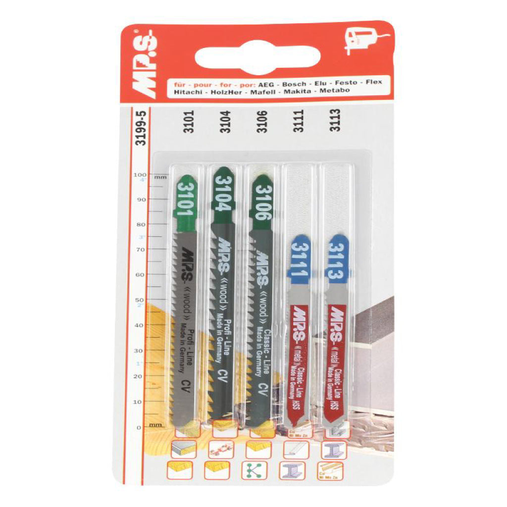 Alpha Jigsaw Blade Euro Shank Assorted Set - 5 Pieces