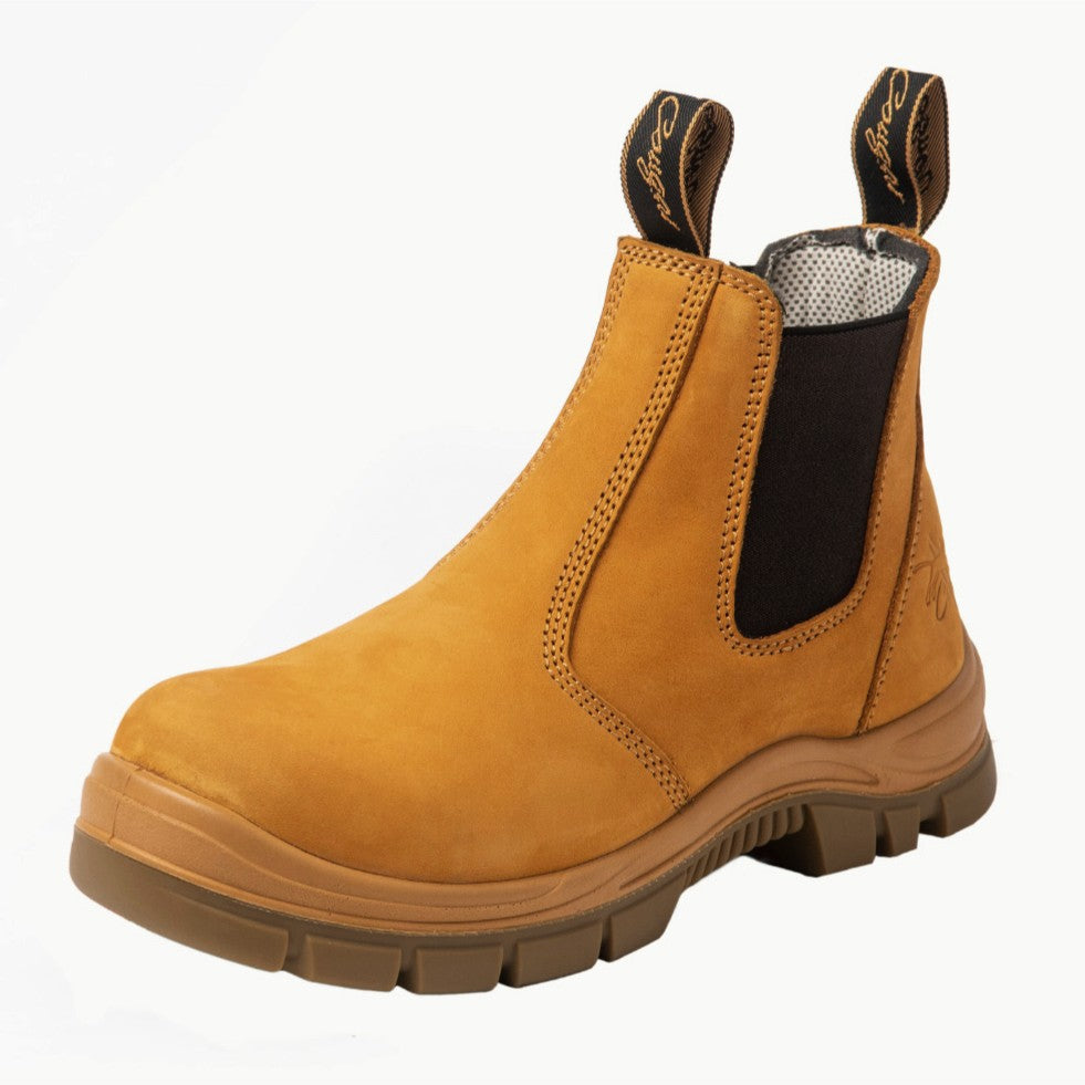 Cougar Boss Composite Toe Cap Pull On Work Boots In Wheat Leather