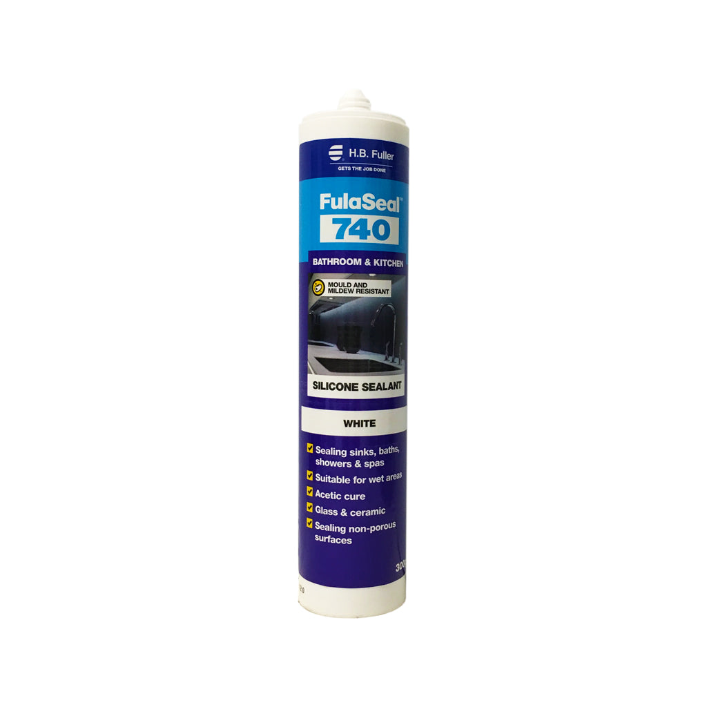 FULLER FULASEAL 740 BATHROOM & KITCHEN SILICONE SEALANT WHITE 300G