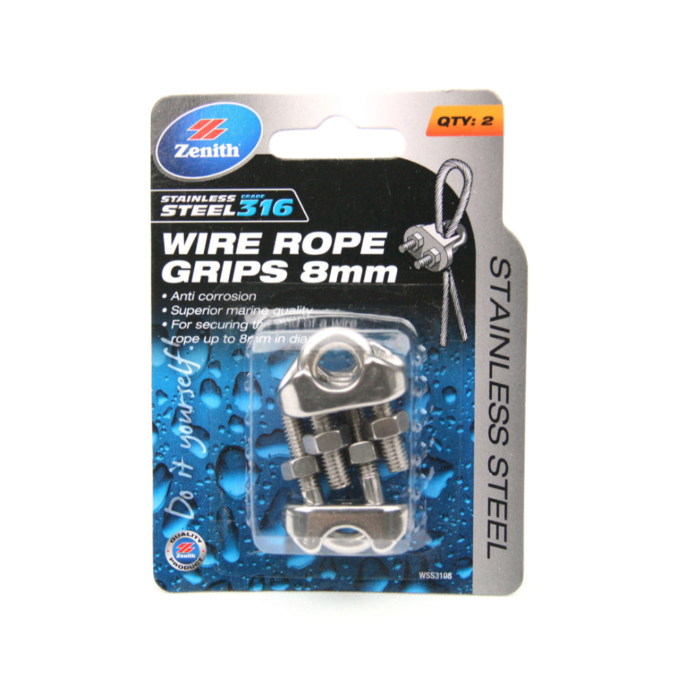 WIRE ROPE GRIP STAINLESS STEEL 2 PCS