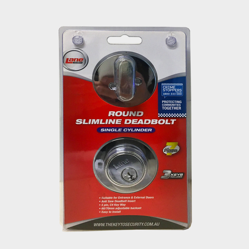 LANE SLIMLINE DEADBOLT ROUND SNGL CYL