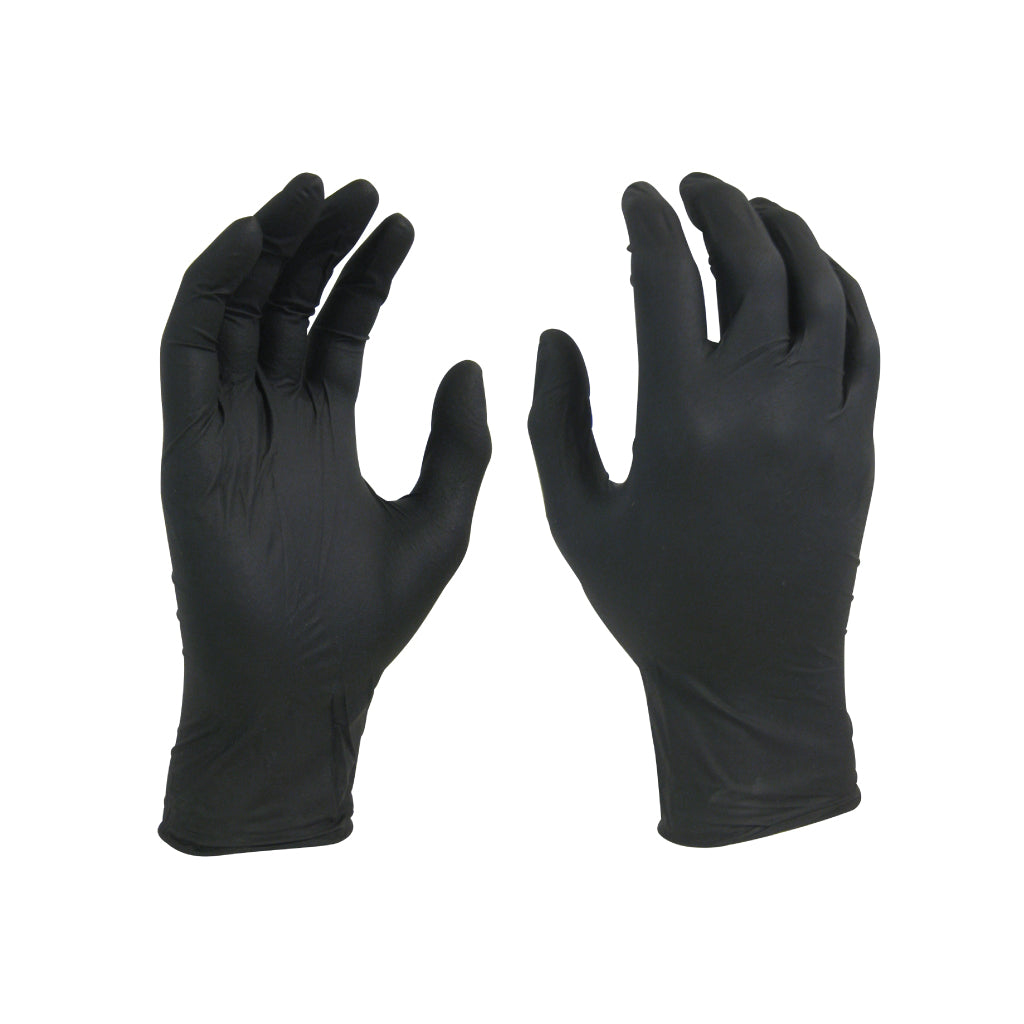 DISPOSABLE GLOVES NITRILE BLACK SHIELD EXTRA HEAVY DUTY XL BOX OF 100
