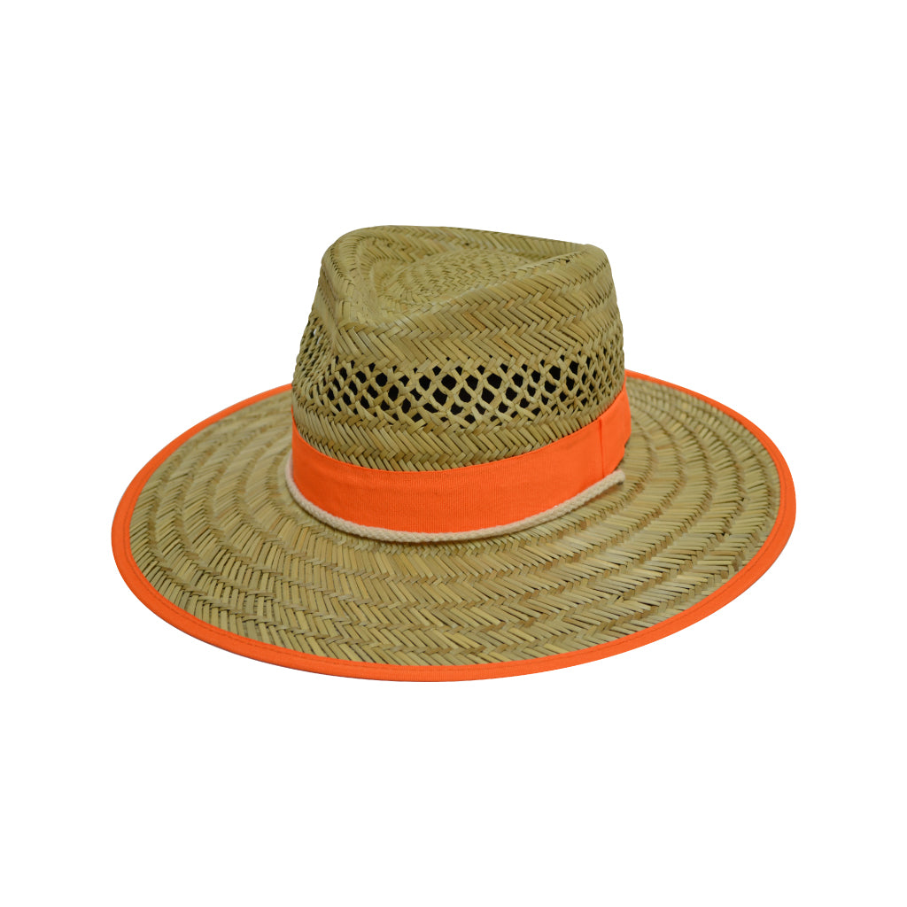 Sun Hat Straw Hi-Vis With Organge Band