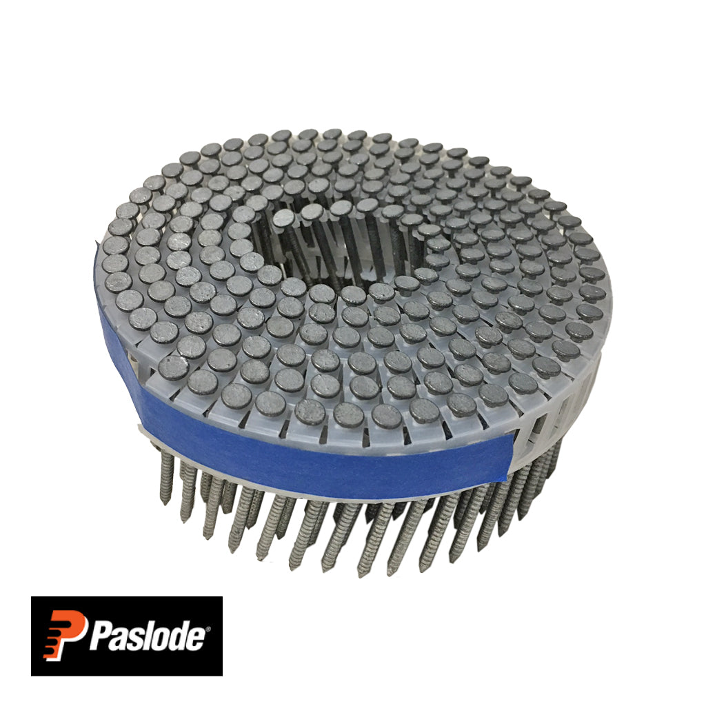 Coil Nail Ring Shank Round Head Diamond Point 15 Deg Plastic Collated