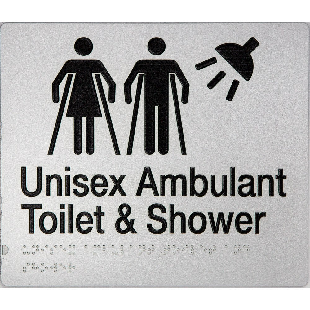 Braille Ambulant Unisex Toilet And Shower Sign