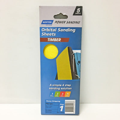 SANDING SHEET ORBITAL WOOD 93 X 230MM PACK OF 5